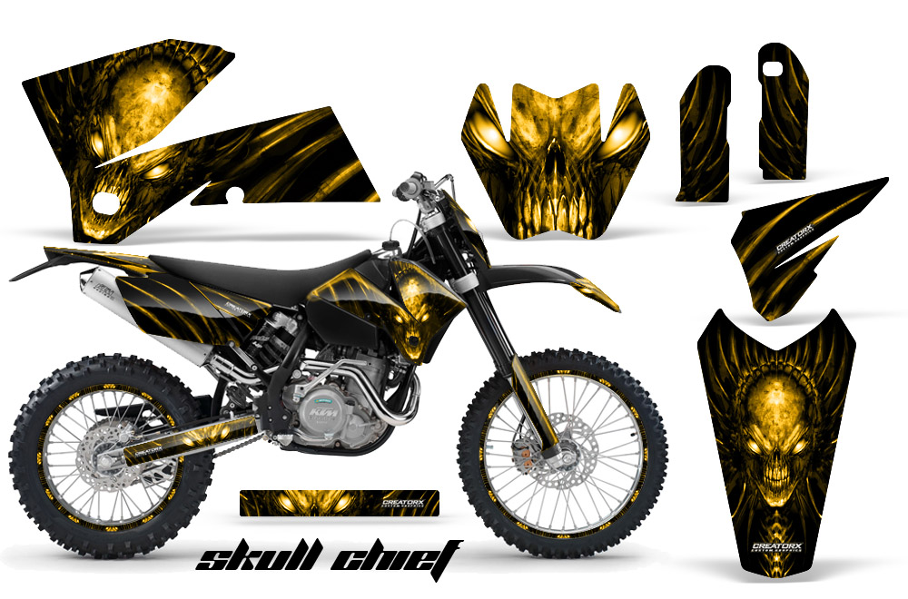 KTM C4 Graphics Kit Skull Chief Yellow BB NP Rims